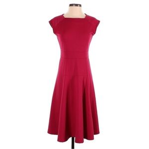 Lands’ End Elegant Fuchsia Pink Ponte Knit Cap Sleeve Midi Dress size M (10-12)